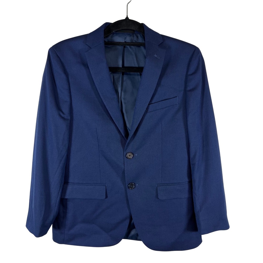 B by Brooks Brothers Boys Navy‎ Blue Textured Two Button Blazer Jacket Size 16R